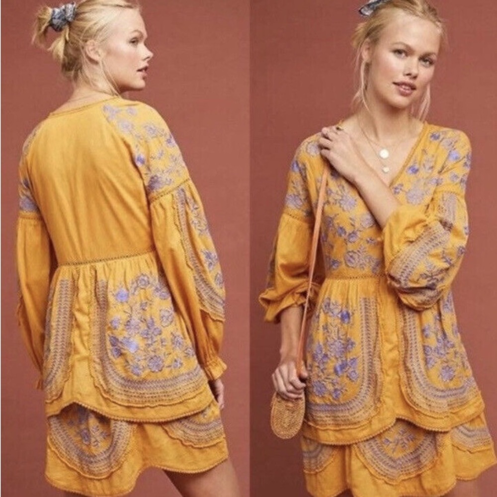 Anthropologie Meadow Rue Lisette embroidered dress